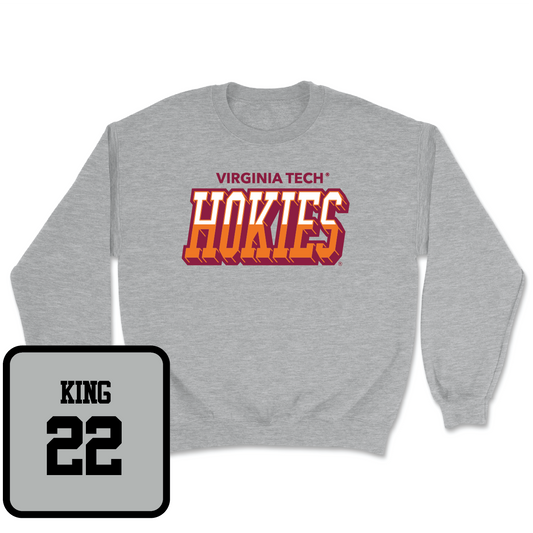 Virginia Tech Sport Grey Women's Basketball Hokies Color Block Crew - Cayla King | #22