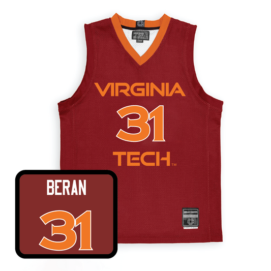 Maroon Men's Basketball Virginia Tech Jersey  - Robbie Beran