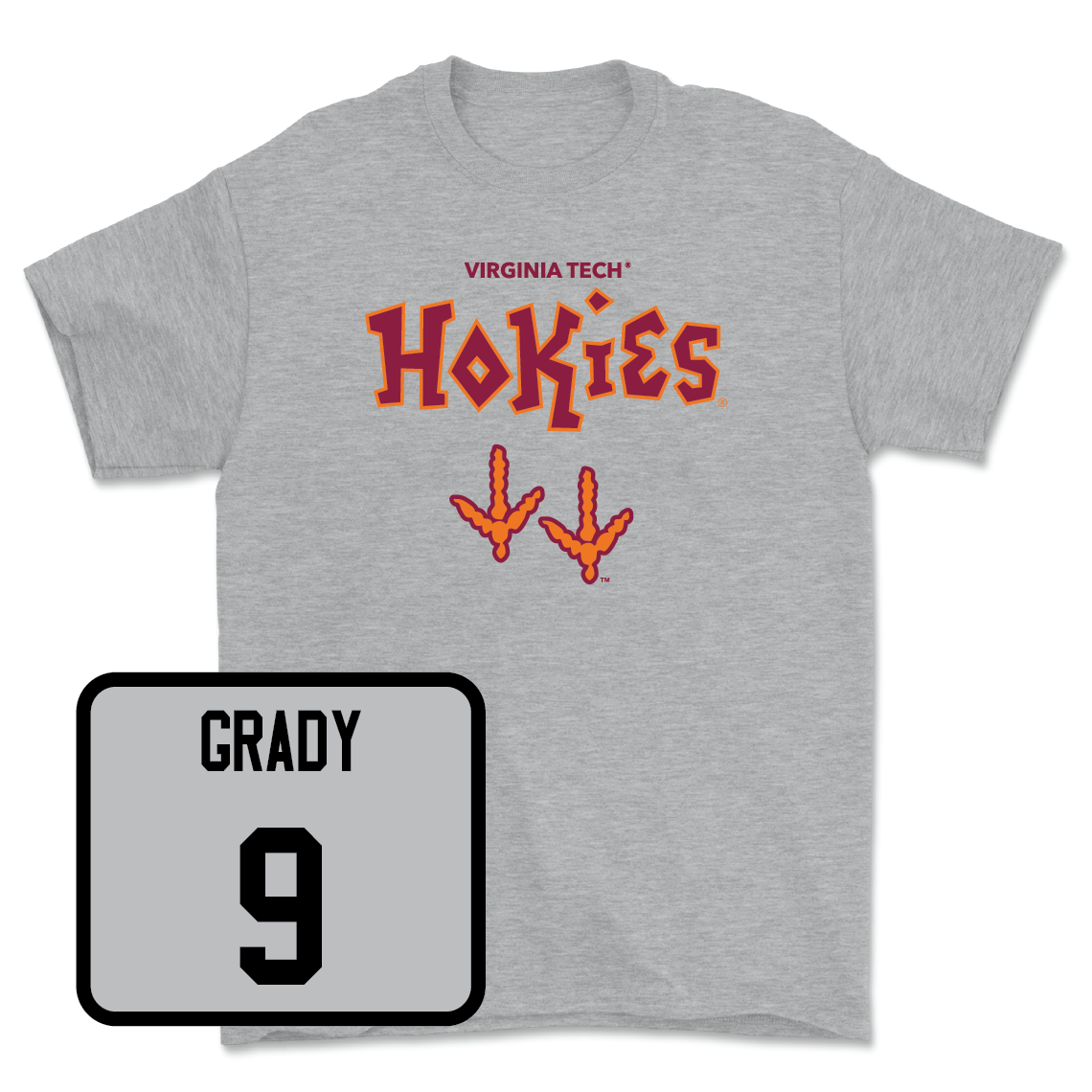 Virginia Tech Sport Grey Baseball Tracks Tee - Clay Grady