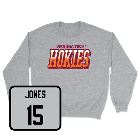 Virginia Tech Sport Grey Football Hokies Color Block Crew - Jaylen Jones