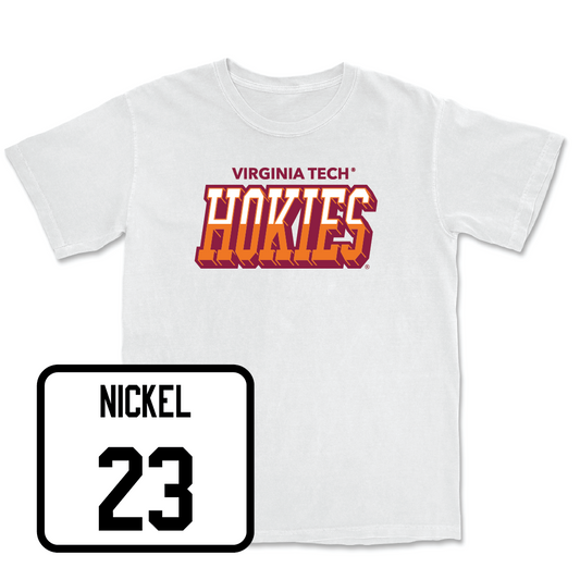Men's Basketball White Hokies Color Block Comfort Colors Tee  - Tyler Nickel