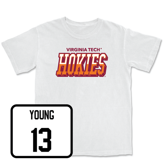 Men's Basketball White Hokies Color Block Comfort Colors Tee  - Jaydon Young